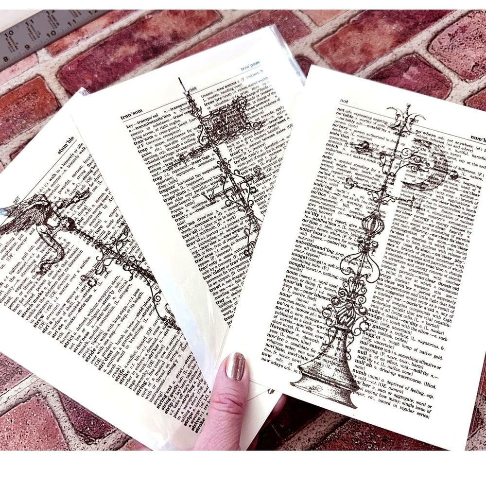 Weathervane‎ Theme Upcycled Dictionary Art Prints Set of 3 Vintage Decor OOAK